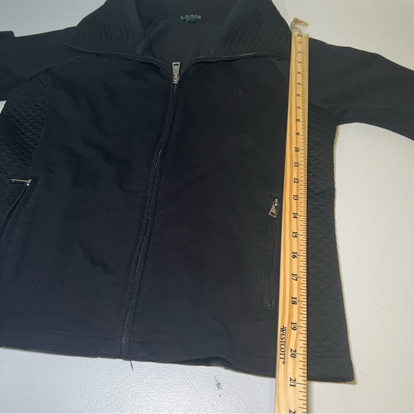Lauren Ralph Lauren Womens Size Med Black Knit Zippered Quilted Cardigan Jacket - Picture 14 of 15